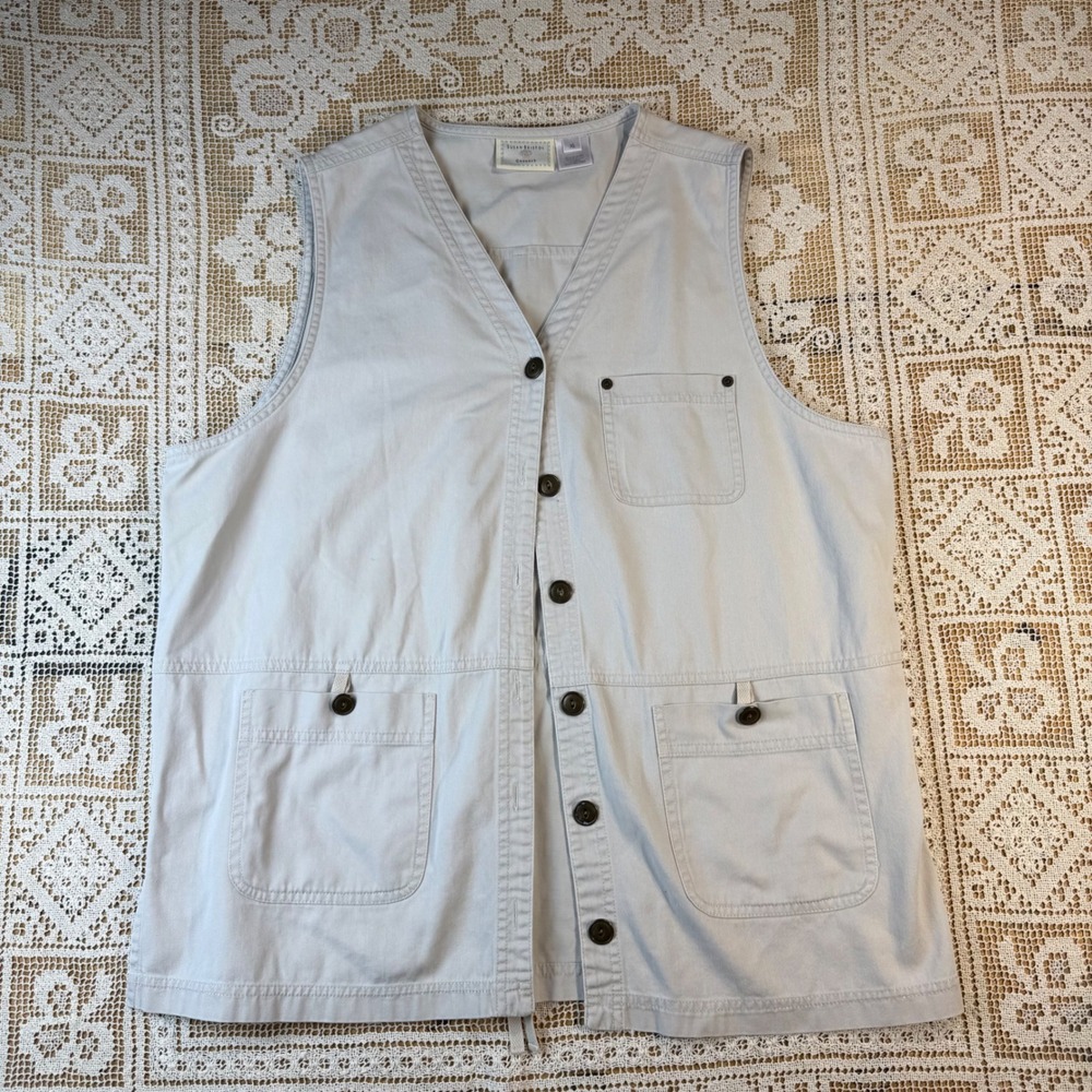 Susan Bristol 90s Canvas Vest sz XL Fall Birdwatching
